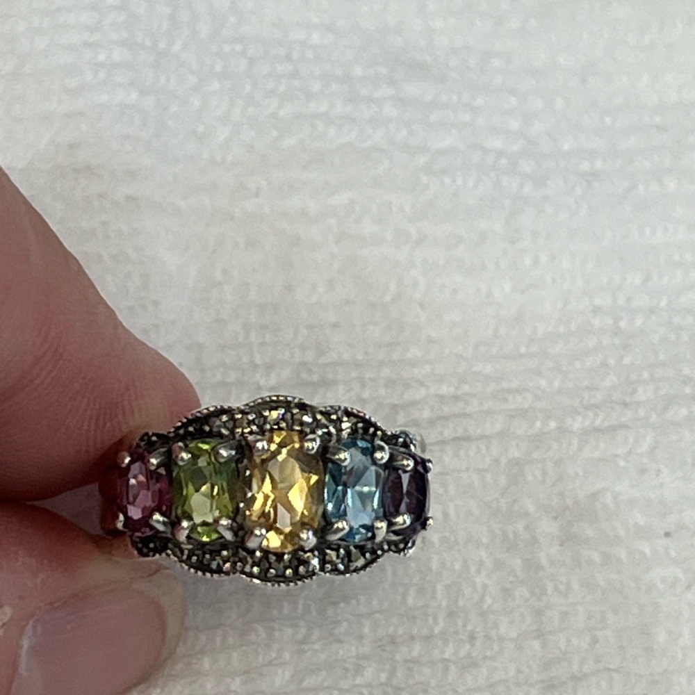 Vibrant Sterling Silver Ring With Multicolor Gems… - image 8